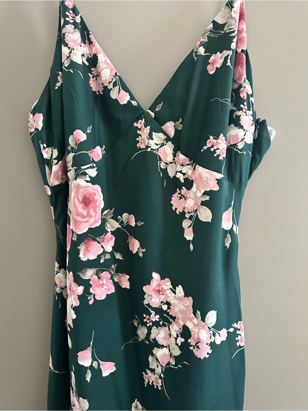 NWT Lulus Irresistible Poise Green Floral Satin Slip Maxi Dress Size M - Picture 4 of 7